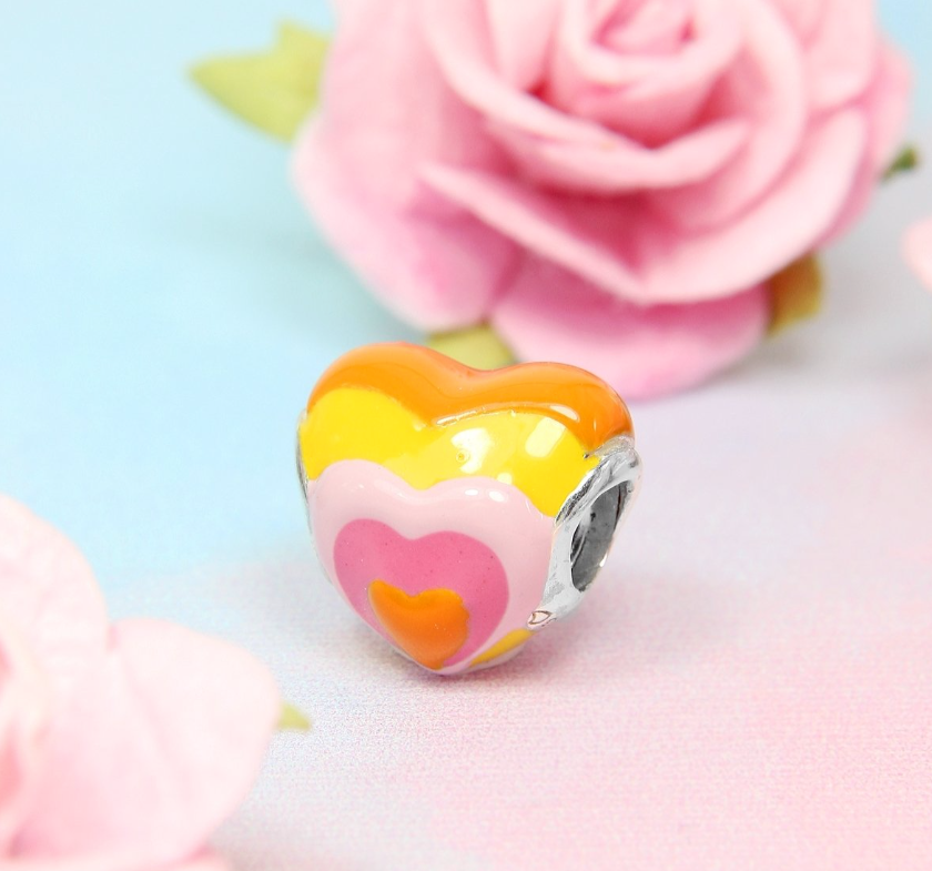 ORANGE RAINBOW HEART BEAD