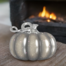 Cargar imagen en el visor de la galería, Fall Harvest Bead Charm - Gourd Pumpkin - Gray Sparkle
